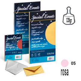 10 buste special events metal 120gr 110x220mm rosa favini