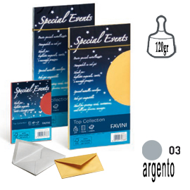 10 buste special events metal 120gr 110x220mm argento favini