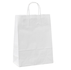 25 shoppers carta 14x9x20cm bianco neutro cordino