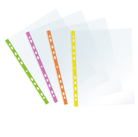 25 buste forate c/ banda giallo neon 22x30cm favorit