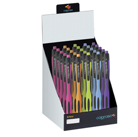 360090 espositore 30 penne gel punta 1.0mm fusto in colori assortiti riplast