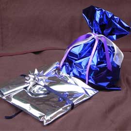 50 buste regalo in ppl metal lucido 25x40cm argento senza patella adesiva