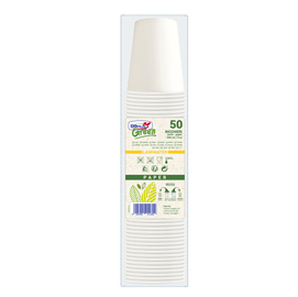 50 bicchieri in carta bianchi 250ml dopla green art.74204