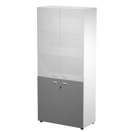 Armadio alto ante sup. Vetro+ante inf. Melam. Bianco/ante antracite essence
