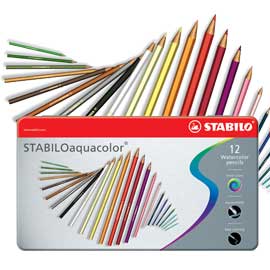 Astuccio metallo 12 pastelli stabilo aquacolor 1612