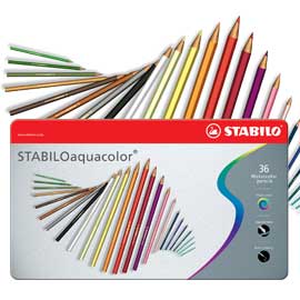 Astuccio metallo 36 pastelli stabilo aquacolor 1636