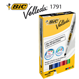 Astuccio pennarello velleda 1791 punta scalpello whiteboard 4 colori bic®