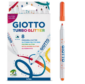 Astuccio 8 pennarelli turbo glitter giotto