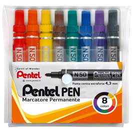 Astuccio marcatore pentel pen n50 8 col.assortiti p.tonda