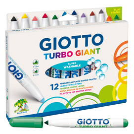 Astuccio 12 pennarelli giotto turbo giant classici+2 neon