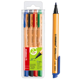Astuccio 4 pennarelli greenpoint® 0.8mm stabilo