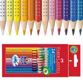 Astuccio 24 pastelli colorati acquerellabili color grip faber castell