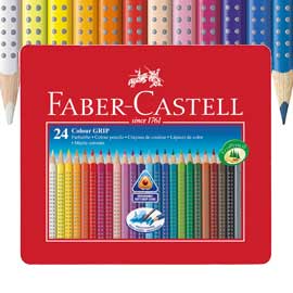 Astuccio metallo 24 pastelli colorati acquerellabili color grip faber castell