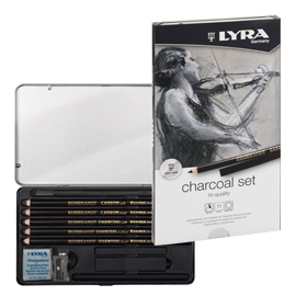 Astuccio metallo assortimento rembrant charcoal set lyra