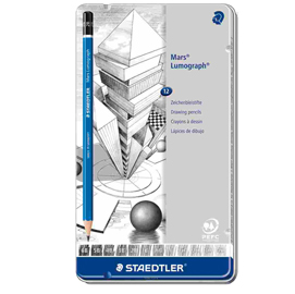 Astuccio metallo 12 matita grafite mars® lumograph® 12gradazioni staedtler