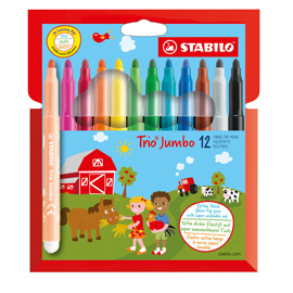 Astuccio 12 pennarelli trio jumbo stabilo