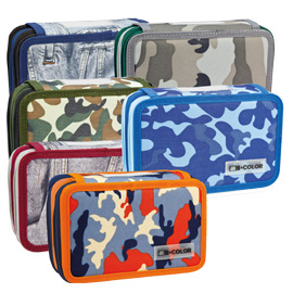 Astuccio 3 zip camouflage 13x20x7,5cm colori assortiti balmar 2000