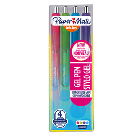 Astuccio 4 penna sfera scatto inkjoy gel 0,7mm rosa/lime/viola/blu gr papermate