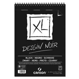 Album spiralato lato corto xl black a3 40 fg. 150 gr. Canson