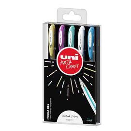 Astuccio 5 penna sfera gel uni-ball signo 0,7mm col.ass. Pastel uni mitsubishi