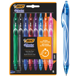 Astuccio 8 penna sfera scatto colori assortiti gelocity quick dry bic®