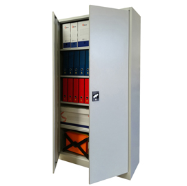 Armadio alto in metallo ad ante battenti 100x45xh200cm grigio kub8