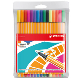 Astuccio fantasia random 15 colori assortiti point 88 stabilo