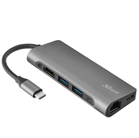 Adattatore e multiporta da usb tipo c a usb 3.7in1 alluminio trust