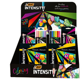 Assortimento astucci matite e pennarelli intensity coloring bic