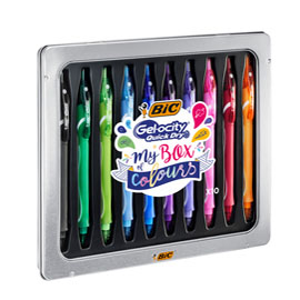 Astuccio 10pz penna gel gelosity quick dry in colori assortiti bic