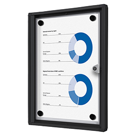 Bacheca per interni - con ante battenti - 1 foglio a4 - cornice nera - verticale - showdown