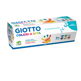 Box 6 barattoli colori a dita 100ml giotto