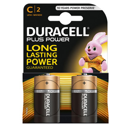 Blister 2 pile duracell plus (mn1400) c - mezza torcia