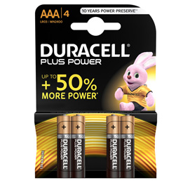 Blister 4 pile duracell plus (mn2400) aaa - ministilo