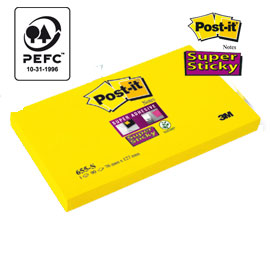Blocco 90foglietti post-it®super sticky 655-s 76x127mm giallo oro