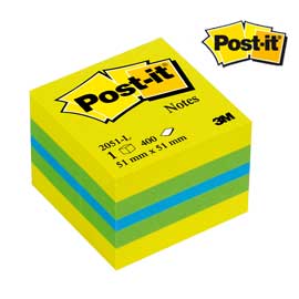 Blocco minicubo 400foglietti post-it® 51x51mm 2051-l giallo neon