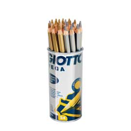 Barattolo 24 pastelli giotto mega oro/argento fila