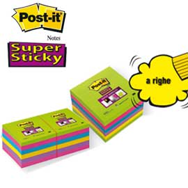 Blocco 90foglietti post-it®super sticky 100x100mm righe ultracolor 675-6succ