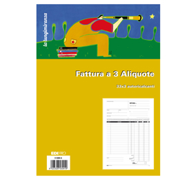 Blocco fatture 3 aliquote iva 3copie 33fogli autoric. 29,7x21 e5304a