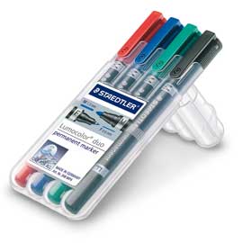 Busta 4 pennarelli lumocolor duo permanent 348 f/m