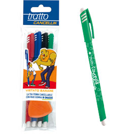Blister 4 penna sfera cancellabile cancellik 1,0mm col.assortiti tratto