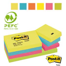 Blocco 100foglietti post-it® 38x51mm 653-tfen energy 72gr assortito