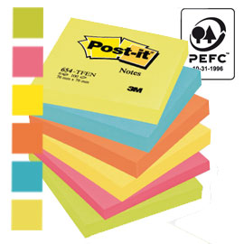 Blocco 100foglietti post-it® 76x76mm 654-tfen energy 72gr assortito