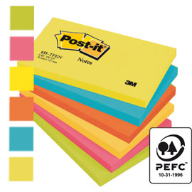 Blocco 100foglietti post-it® 76x127mm 655-tfen energy 72gr assortito