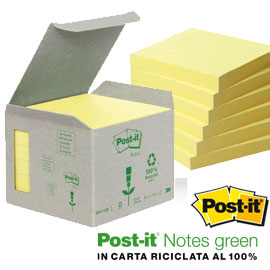 Blocco 100foglietti post-it®notes green 76x76mm 654-1b giallo