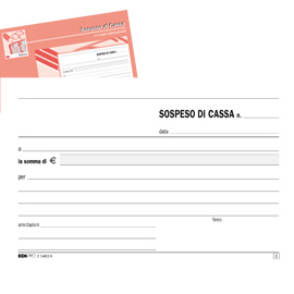 Blocco sospeso di cassa 50fgx2 copie autoricalcante 10x17cm e5403a edipro