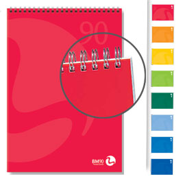 Blocco notes spiralato lato corto 210x297mm 90gr 50fg 5mm color bm