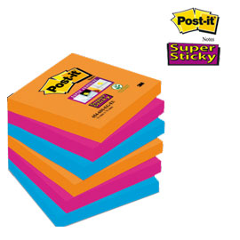 Blocco 90foglietti post-it®super sticky 76x76mm 654-6ss-eg bangkok