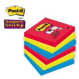Blocco 90foglietti post-it®super sticky 76x76mm 654-6ss-jp bora bora