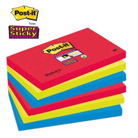 Blocco 90foglietti post-it®super sticky 76x127mm 655-6ss-jp bora bora